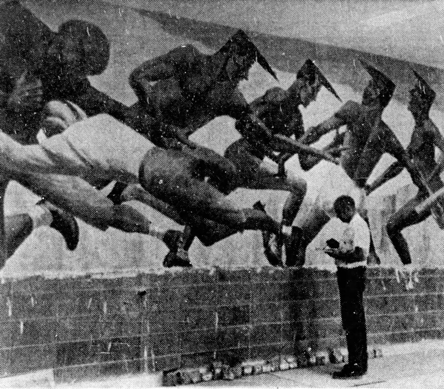 Mural at EMC physical education building, 1961